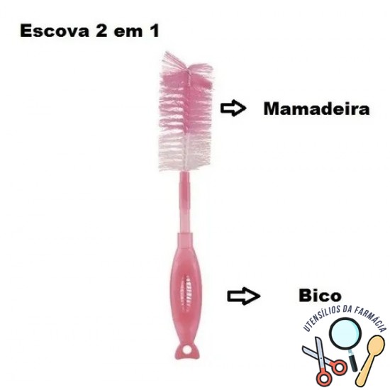 Escova Limpa mamadeira e bico 2x1 Multikids baby rosa